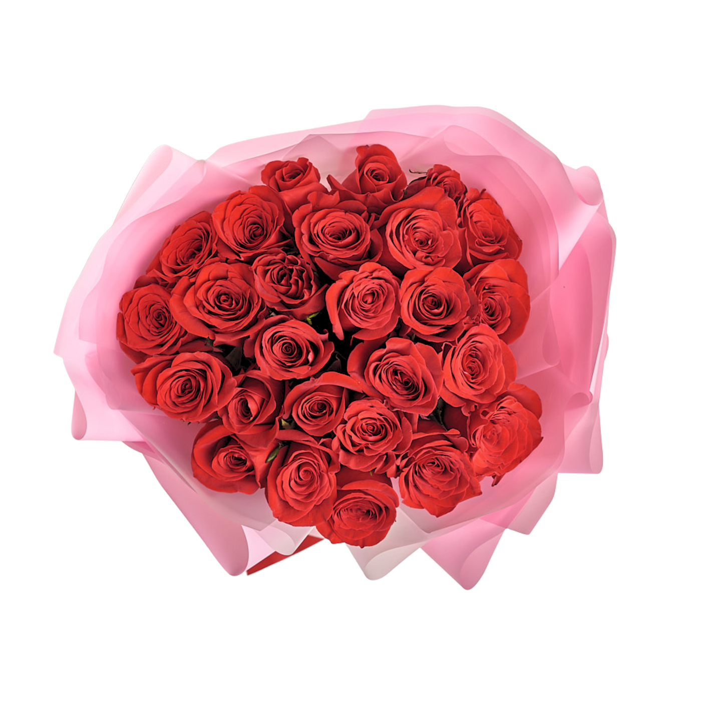 25 Red Roses Bouquet (Pink Wrap)