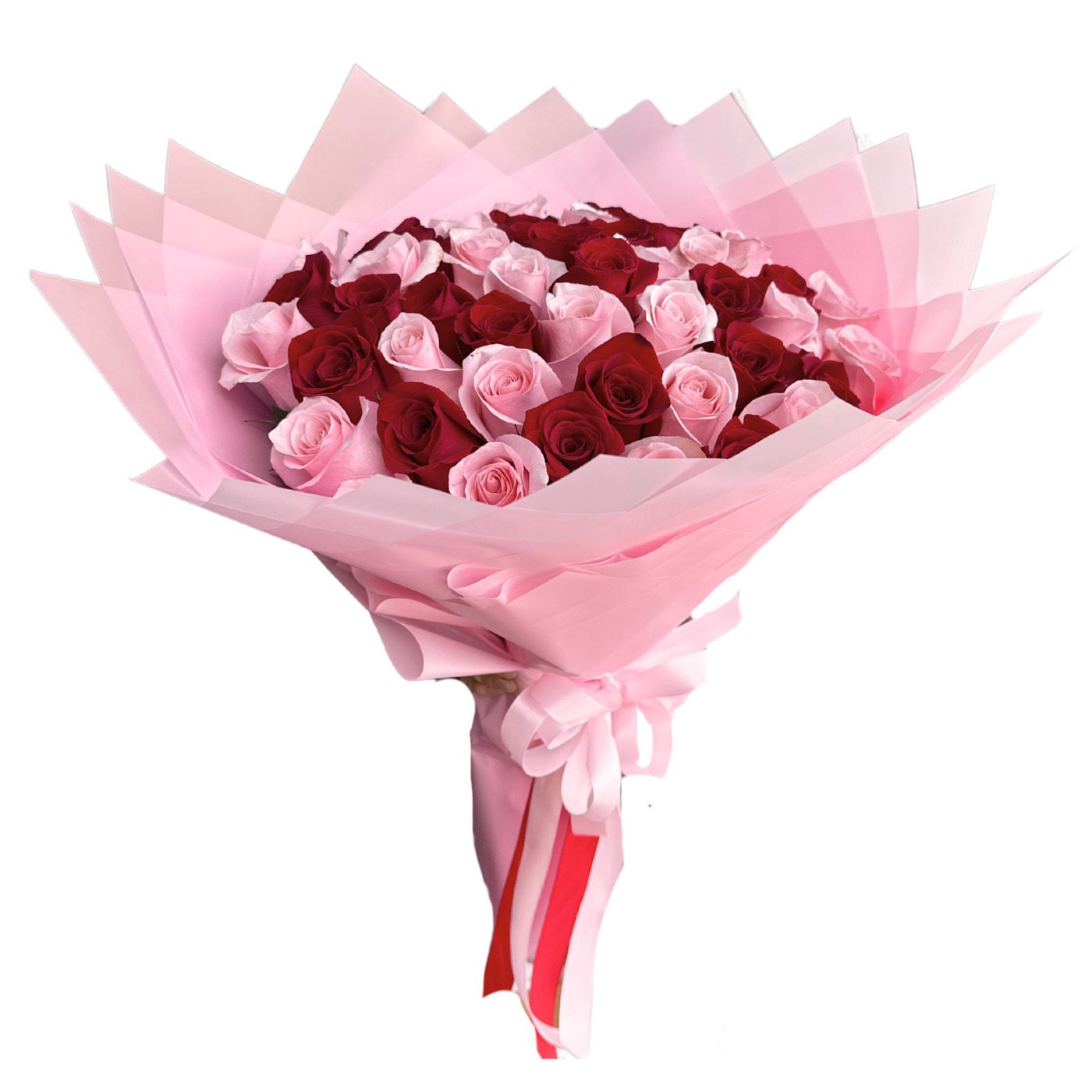50 Pink & Red Roses Bouquet