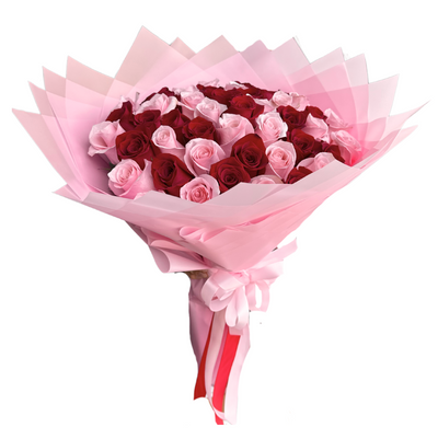 50 Pink & Red Roses Bouquet