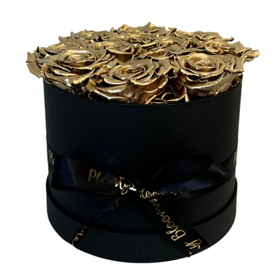 Signature Metallic Gold Preserved Roses Gift Box