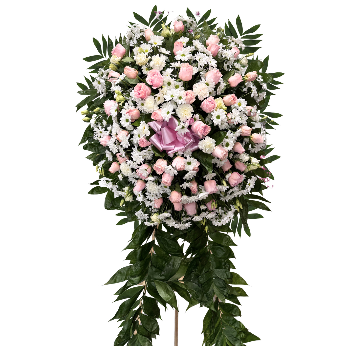 Premium White & Pink Funeral Standing Spray
