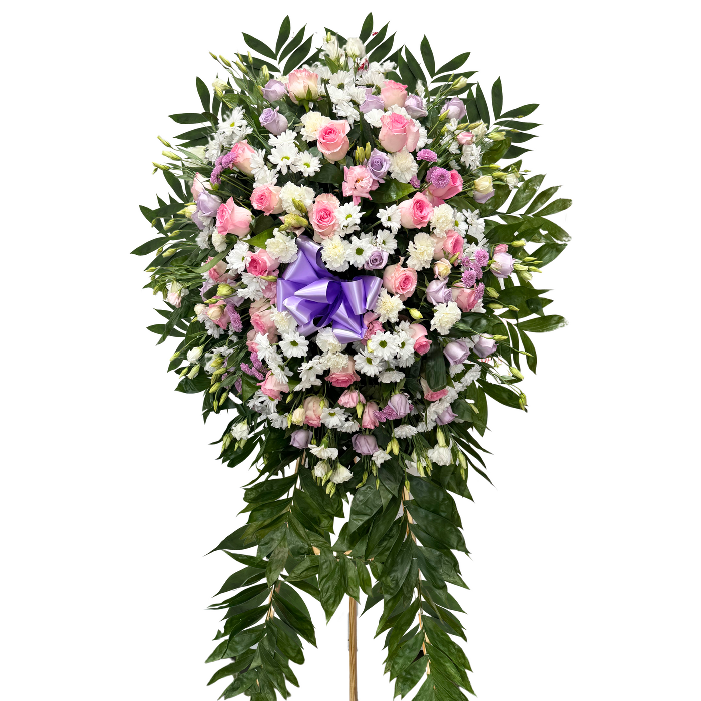 Premium White, Pink & Lavender Funeral Standing Spray