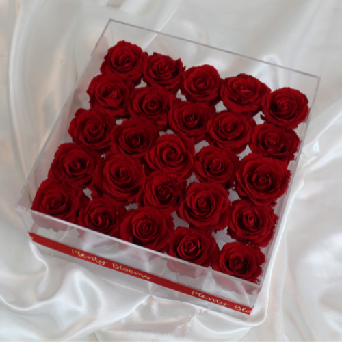 25 Preserved Roses in Acrylic Box