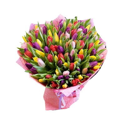 100 Tulips Wrapped Bouquet