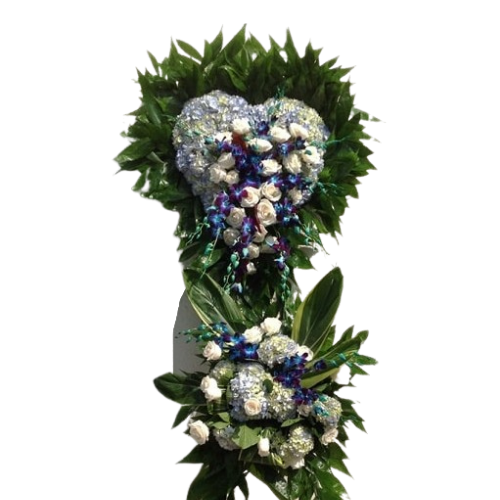 Premium Blue Funeral Standing Heart